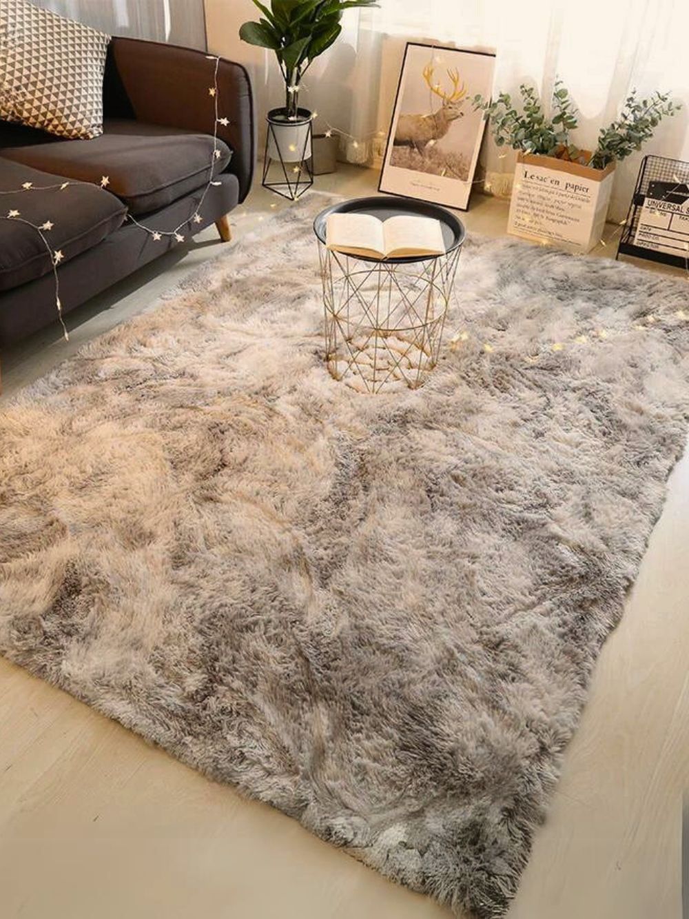 Tapis Ultra Doux à Longs Poils Couleur Gris Perle