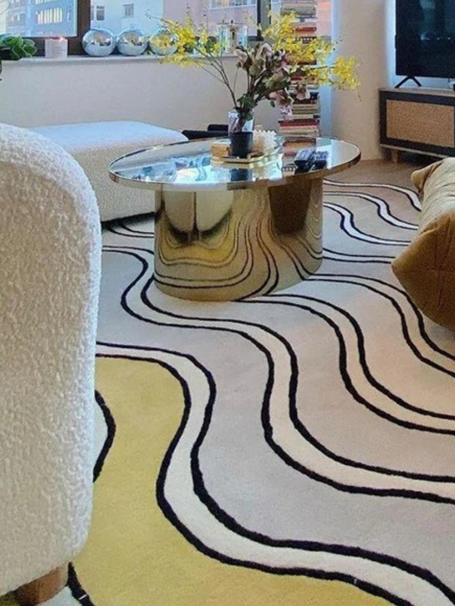 Tapis en peluche couleur jaune collection Rainbow