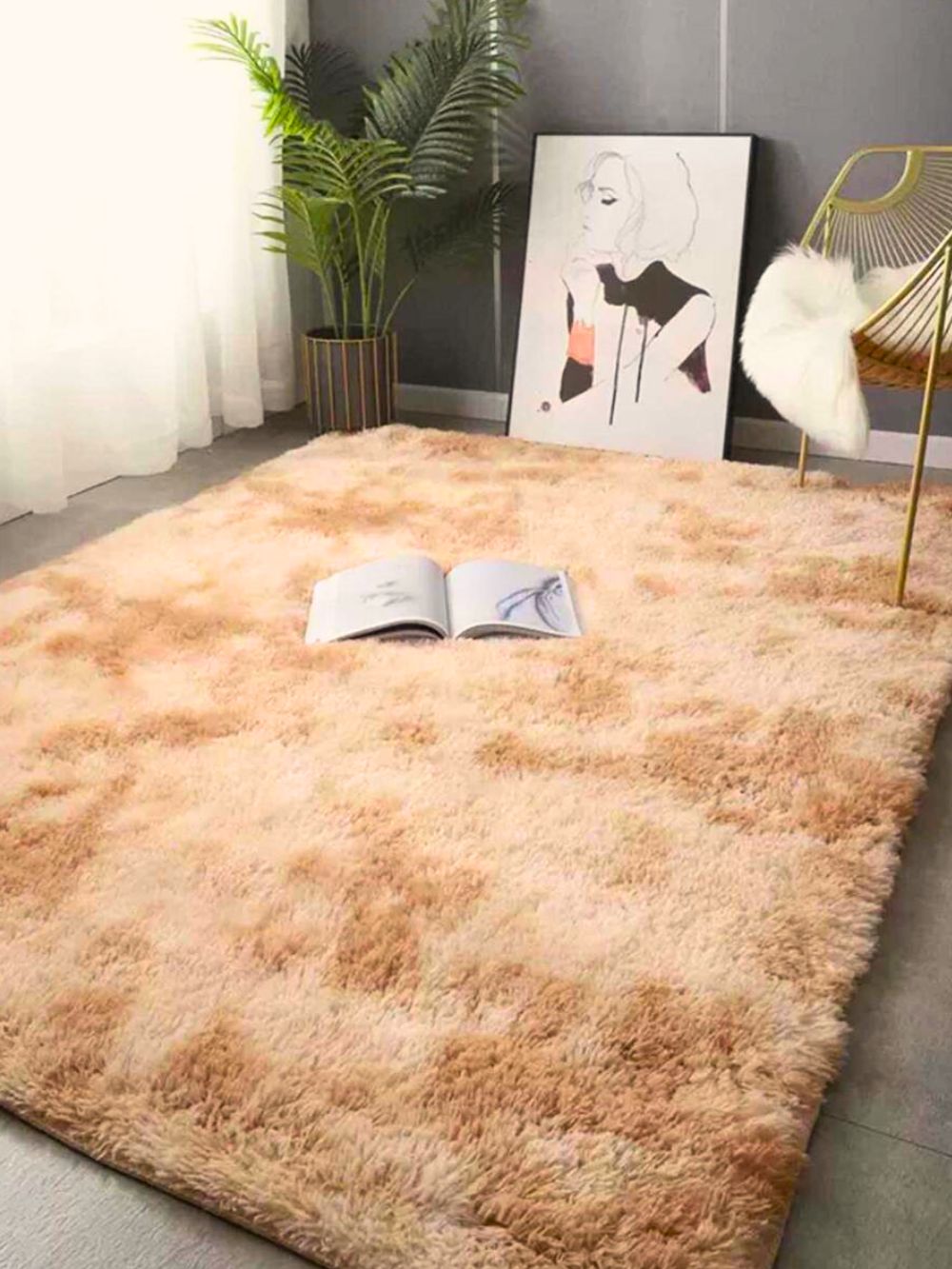 Tapis Ultra Doux à Longs Poils Couleur Light French Beige